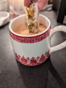 White chocolate pistachio biscotti, the unsung hero of afternoon coffee