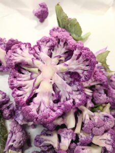 purple cauliflower sliced 